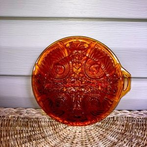 Vintage Indiana Glass Co. Carnival Glass Killarney Amber Divided Relish Dish
